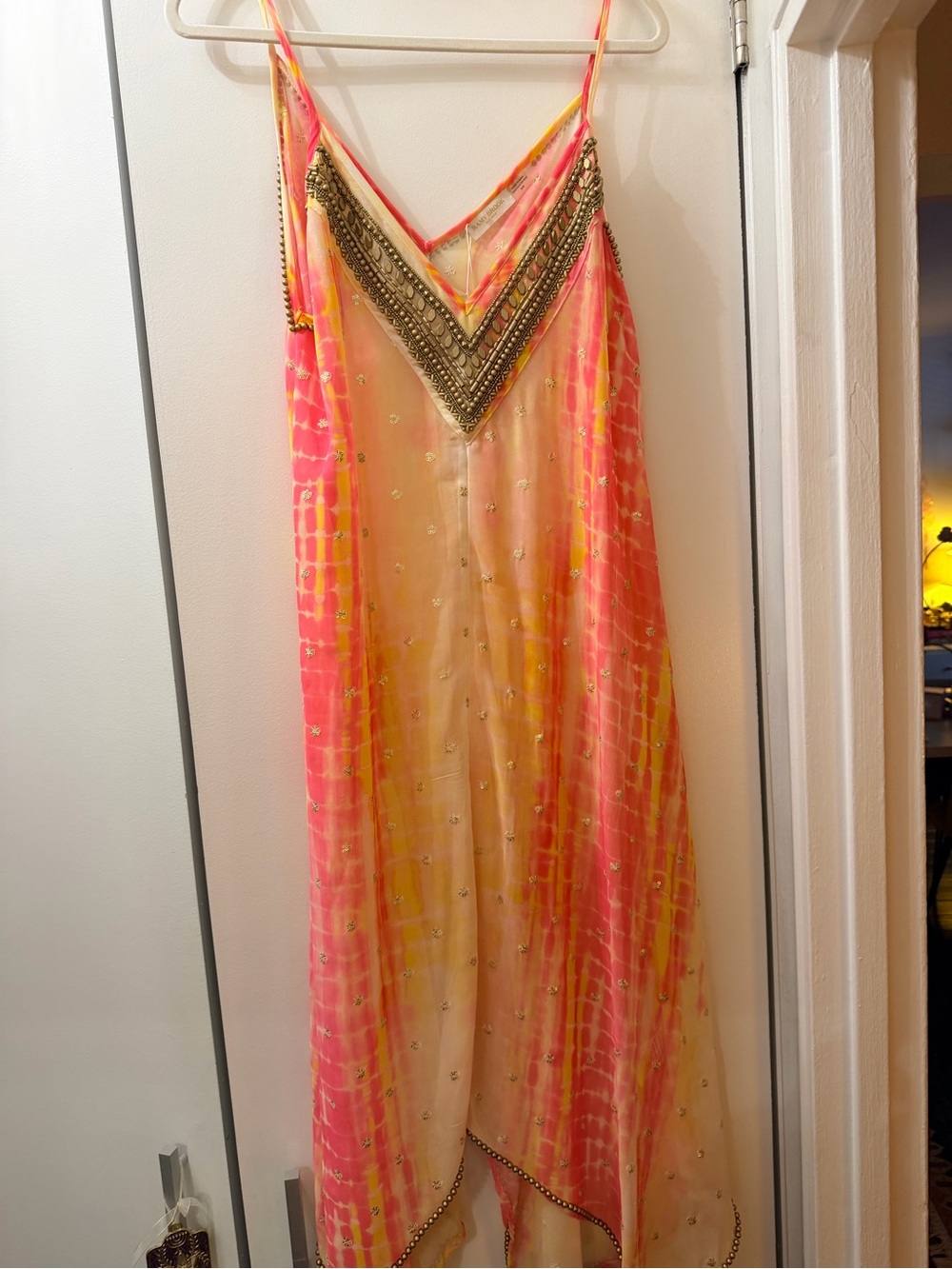 Ramy Brook Pink and Yellow Ombre Beaded cover up